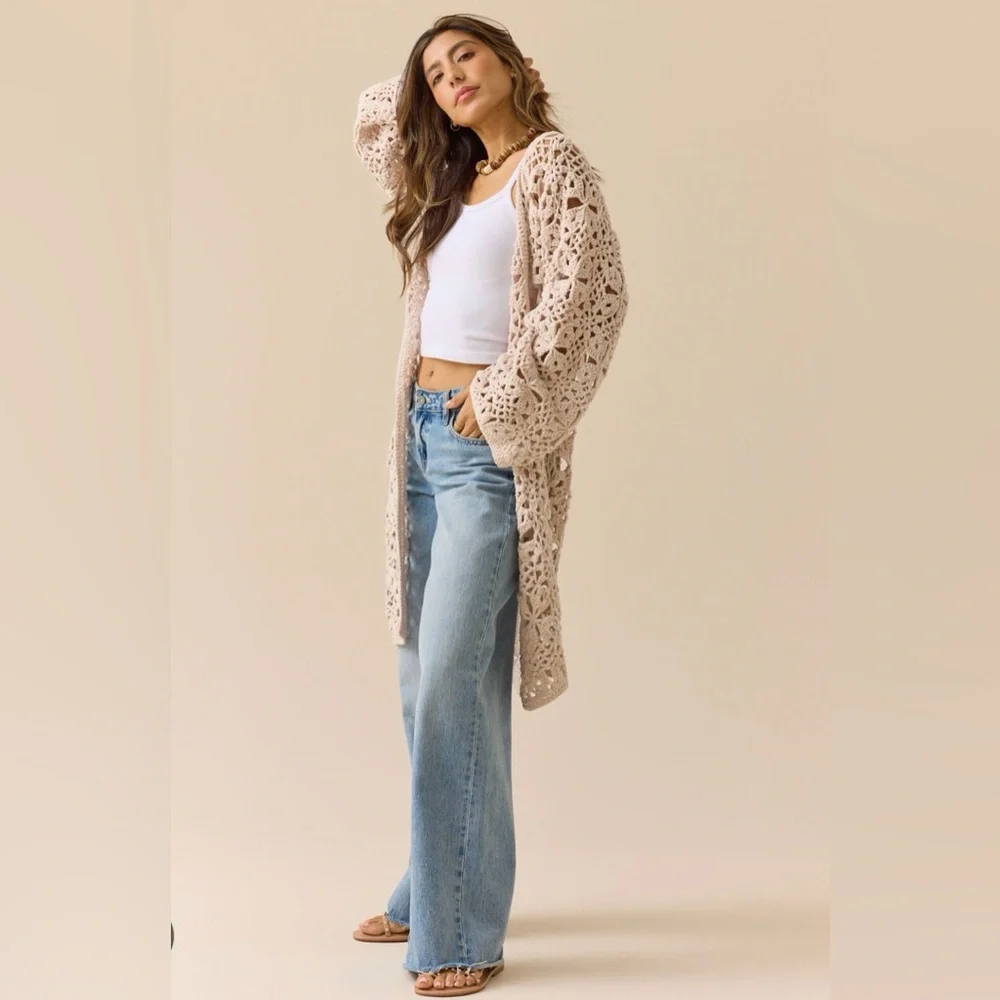 Altar'd State Beige Crochet Cardigan - Picture 3 of 8